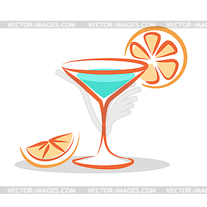 Martini Cocktail Cartoon Style Vector Clip Art