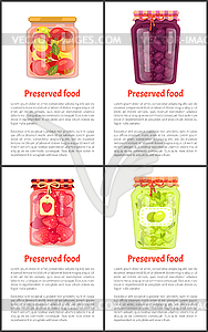 Preserved Fruit and Vegetables Set Icon - vector image