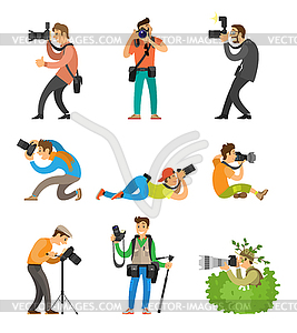 Fotografen Oder Fotojournalisten Mit Kameras Clipart Design