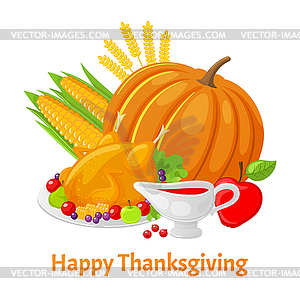 Gluckliches Erntedank Plakat Mit Pumpk Vector Clipart Eps