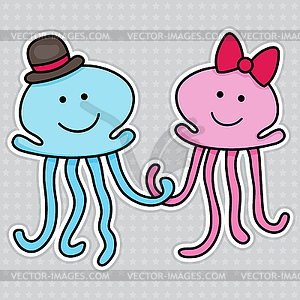 Vector illustration of couple of jellyfishes - vector image