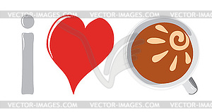 I love hot coffee - vector image