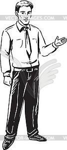 Man showing something with his hand - vector clipart