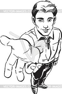 Man holding his hand out - vector image