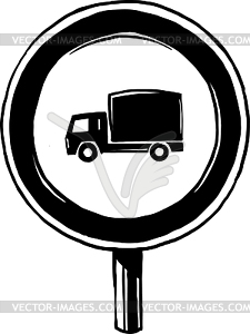 Ban on trucks - white & black vector clipart