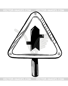 Caution - Right of way - vector image