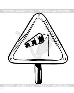 Caution traffic sign warning of crosswind - royalty-free vector image