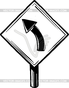 Warning sign for bend ahead - vector clip art