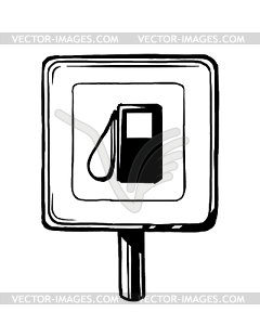 Traffic sign showing an approaching petrol station - vector image