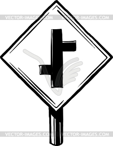Intersected roads traffic sign - vector image