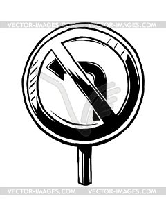 No left turn traffic sign - vector image