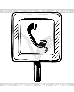 Telephone booth road traffic sign - vector clipart