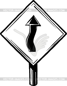 Wobbly or winding traffic sign - vector clip art