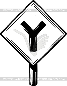 Y junction road sign - vector clip art