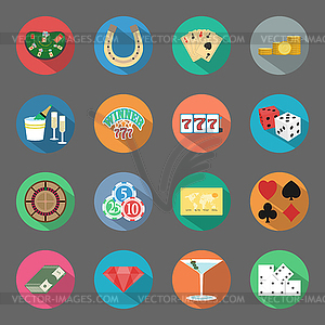 Casino flat icons set - vector clipart