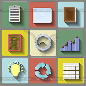 Office flat icons set - vector clipart / vector image