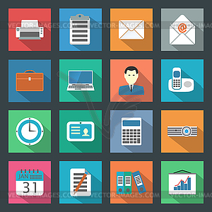 Office flat icons set - royalty-free vector image