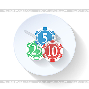 Casino chips flat icon - vector image