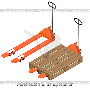 Orange pallet truck - vector image