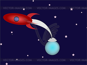 Rocket in space - vector image