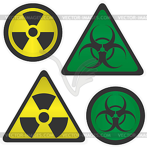 Признаки радиационной и биологической опасности - векторный клипарт