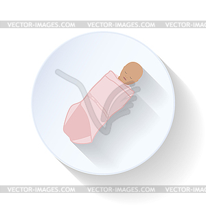 Baby in diapers flat icon - vector clip art