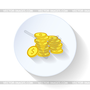 Pile of coins flat icon - vector clip art