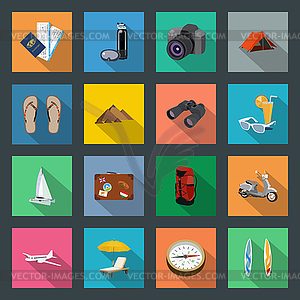 Tourism flat icons set - vector image