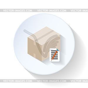 Box with waybill flat icon - vector clip art