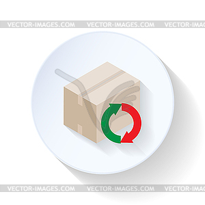 Box with recycling arrow flat icon - vector EPS clipart