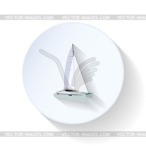 Yacht flat icon - stock vector clipart