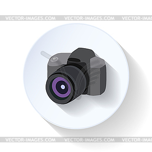 Photo camera flat icon - vector clipart