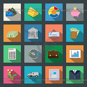 Finance flat icons set - vector clipart