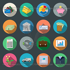 Finance flat icons set - vector clipart