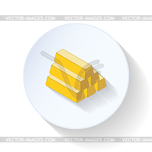 Gold bullion flat icons - vector clip art