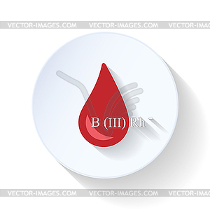 Drop of blood with blood group flat icon - color vector clipart