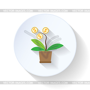 Growing Money Tree flat icons - vector image