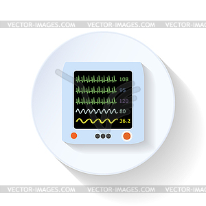 Resuscitation monitor flat icon - vector EPS clipart