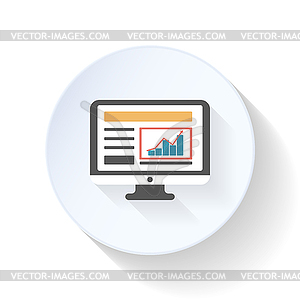 Charts on display flat icon - royalty-free vector clipart