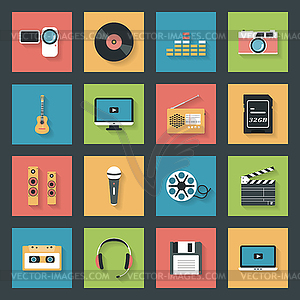 Multimedia icons set - vector clip art