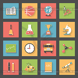 School flat icons set - vector image