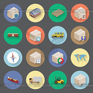 Transportation and delivery flat icons set - vector clipart