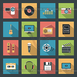 Multimedia icons set - vector image