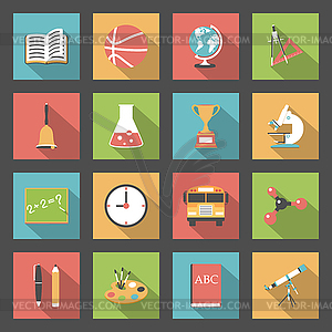 School flat icons set - vector clipart