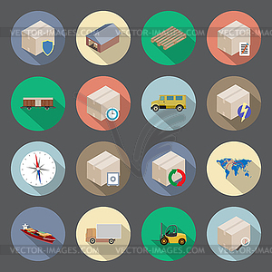 Transportation and delivery flat icons set - vector clip art