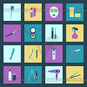 Beauty salon flat icons set - vector image