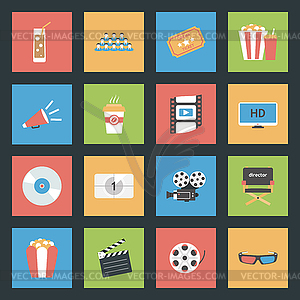 Cinema flat icons set - vector clip art