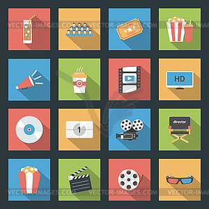 Cinema flat icons set - vector clipart