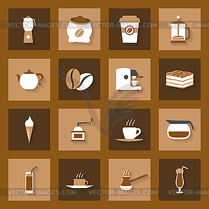 Coffe flat icons set - vector image