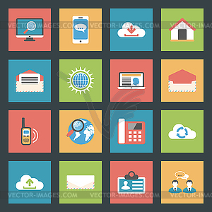 Communication icons set flat design - vector image